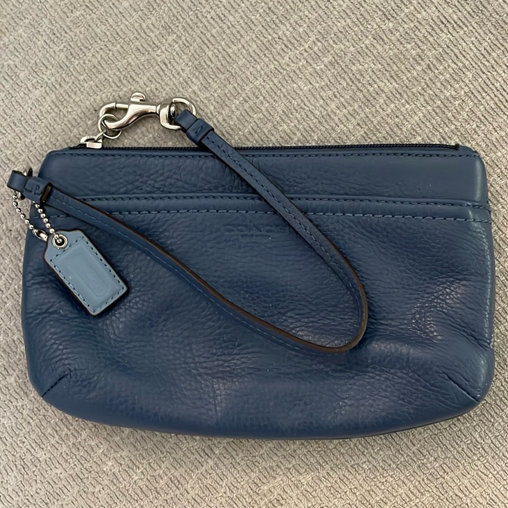 Coach Blue Leather Wristlet